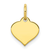 10K Gold Polished Heart Disc Charm with Solid Design
